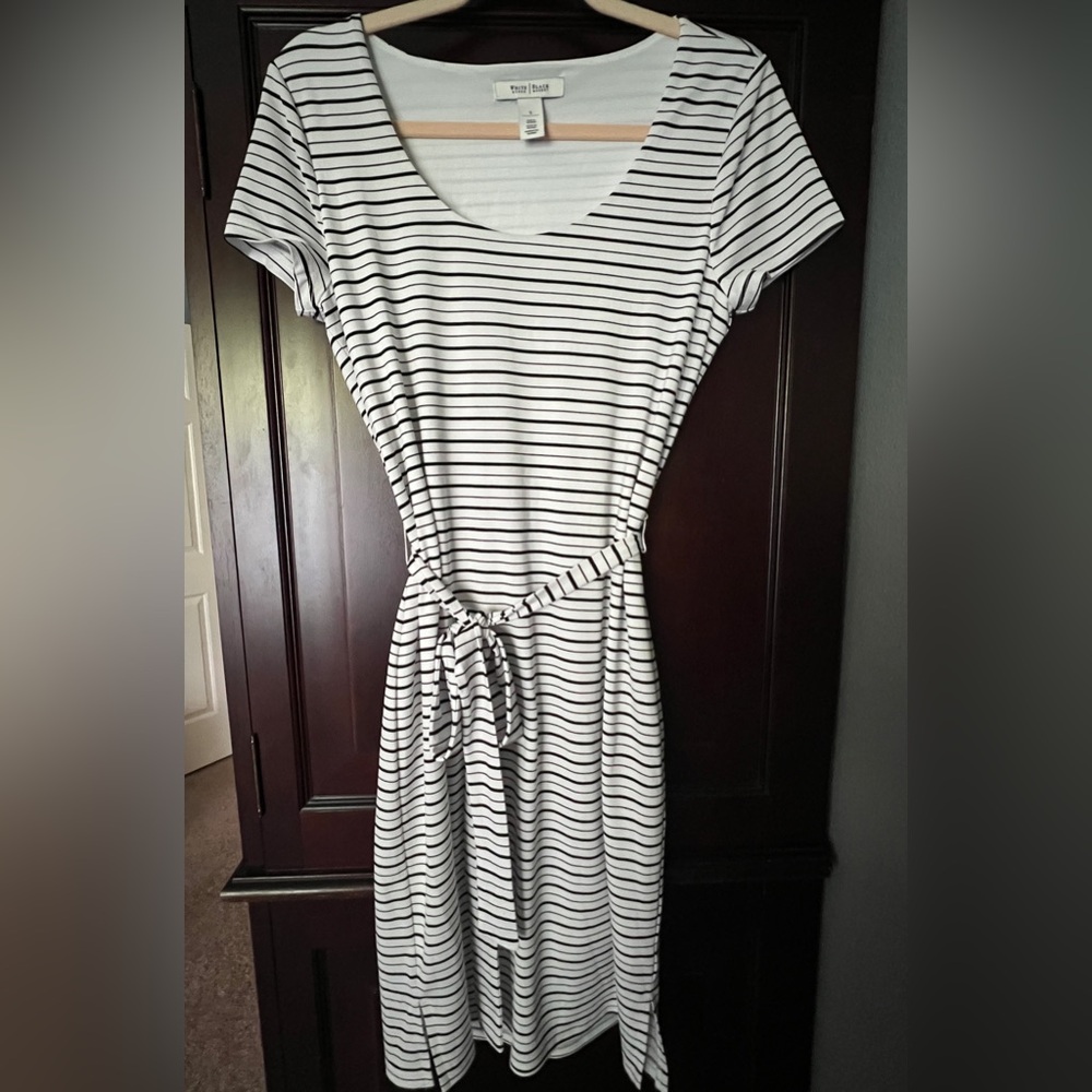 White House Black Market Black and White Striped Dress